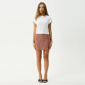 AFENDS Austin Check Mini Skirt - Red Rum
