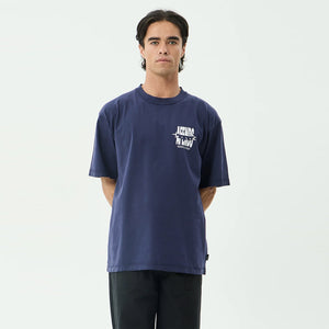 AFENDS Bad Dog Heavyweight Boxy Tee - Washed Deep Sea