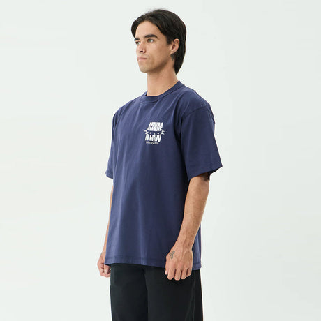 AFENDS Bad Dog Heavyweight Boxy Tee - Washed Deep Sea