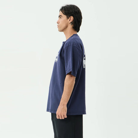 AFENDS Bad Dog Heavyweight Boxy Tee - Washed Deep Sea