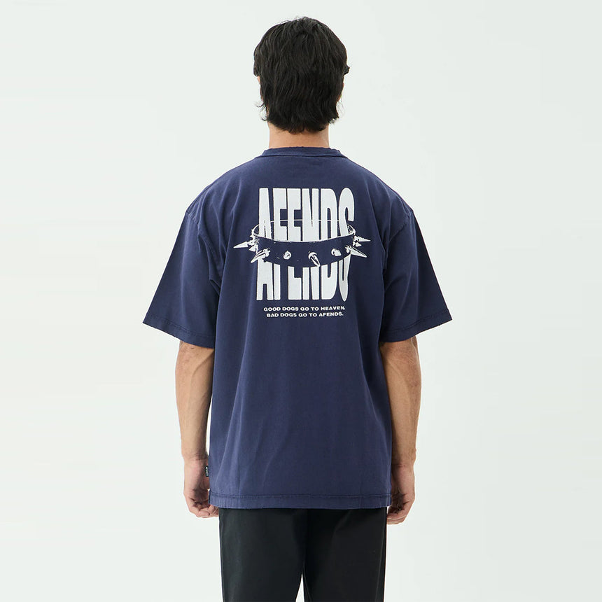 AFENDS Bad Dog Heavyweight Boxy Tee - Washed Deep Sea