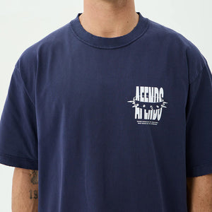 AFENDS Bad Dog Heavyweight Boxy Tee - Washed Deep Sea