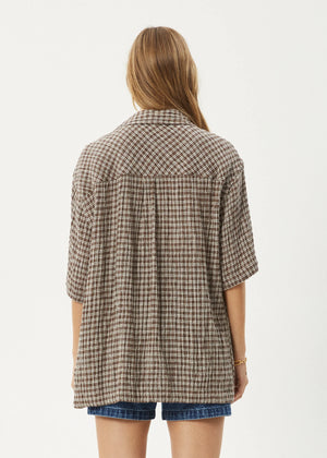 AFENDS Base Short Sleeve Shirt - Coffee Check