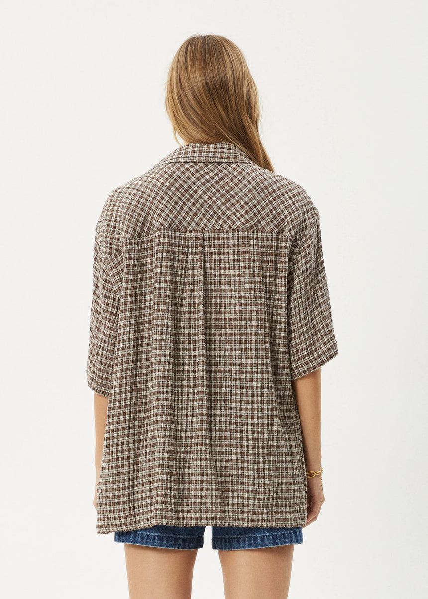 AFENDS Base Short Sleeve Shirt - Coffee Check