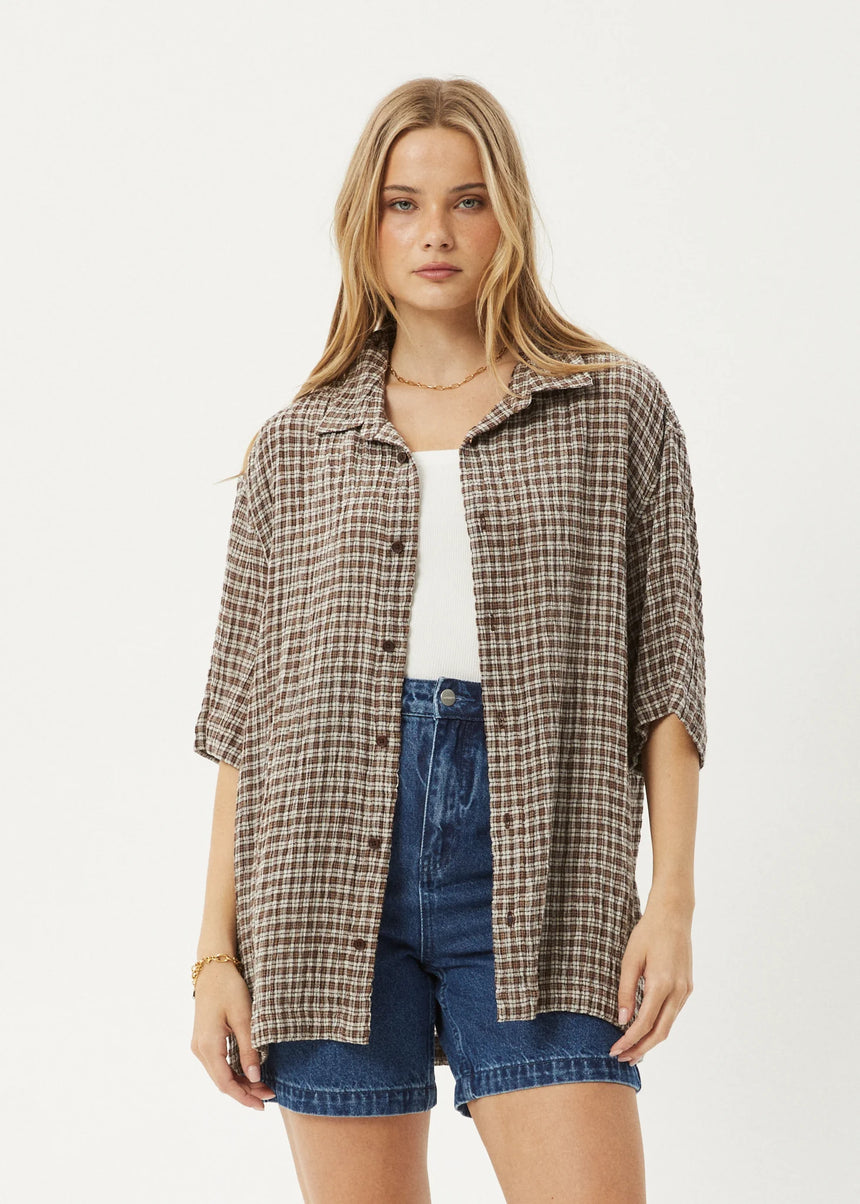 AFENDS Base Short Sleeve Shirt - Coffee Check