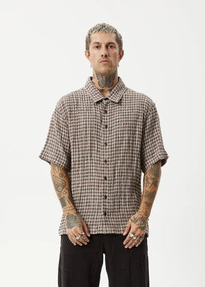AFENDS Base Short Sleeve Shirt - Coffee Check