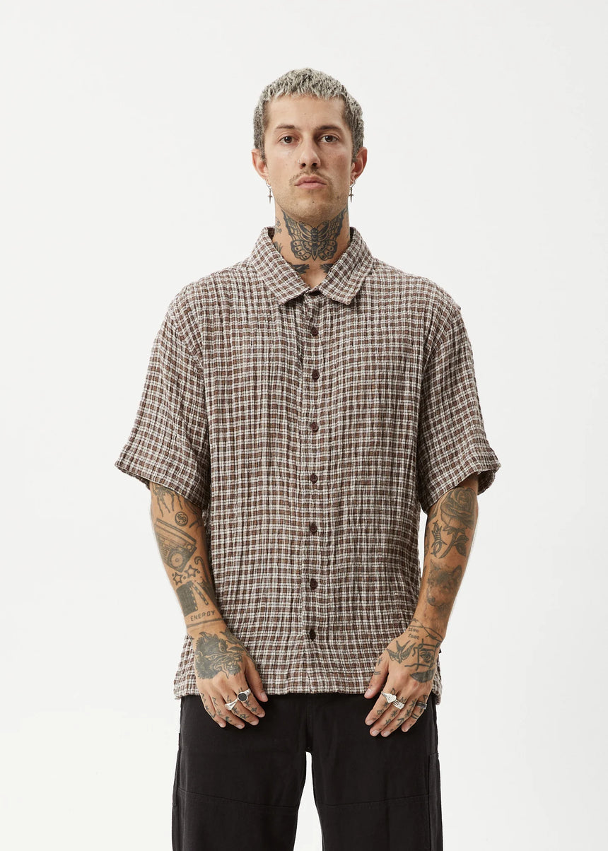 AFENDS Base Short Sleeve Shirt - Coffee Check