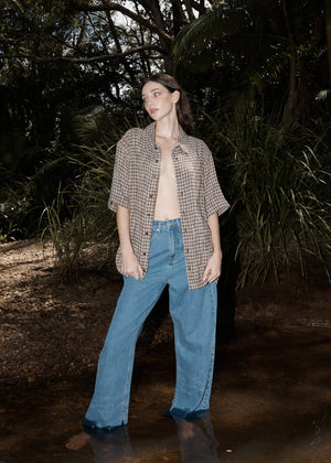 AFENDS Base Short Sleeve Shirt - Coffee Check