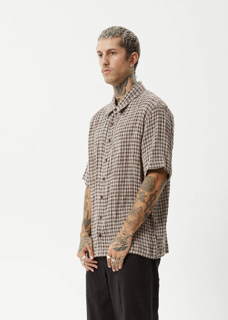 AFENDS Base Short Sleeve Shirt - Coffee Check