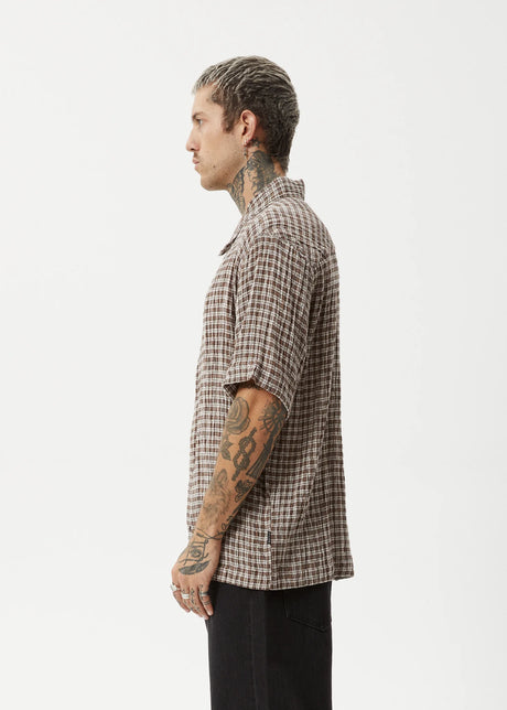 AFENDS Base Short Sleeve Shirt - Coffee Check