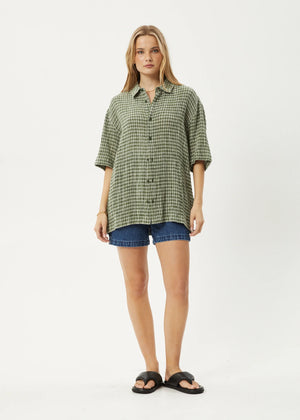 AFENDS Base Short Sleeve Shirt - Deep Green Check