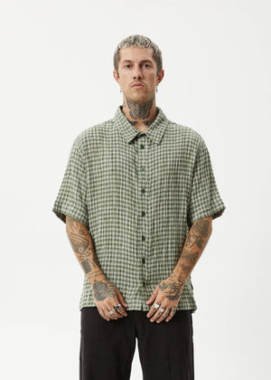 AFENDS Base Short Sleeve Shirt - Deep Green Check