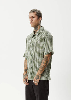 AFENDS Base Short Sleeve Shirt - Deep Green Check
