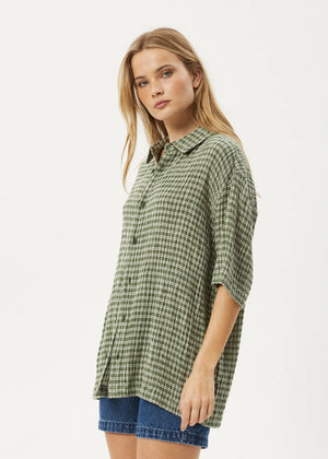 AFENDS Base Short Sleeve Shirt - Deep Green Check
