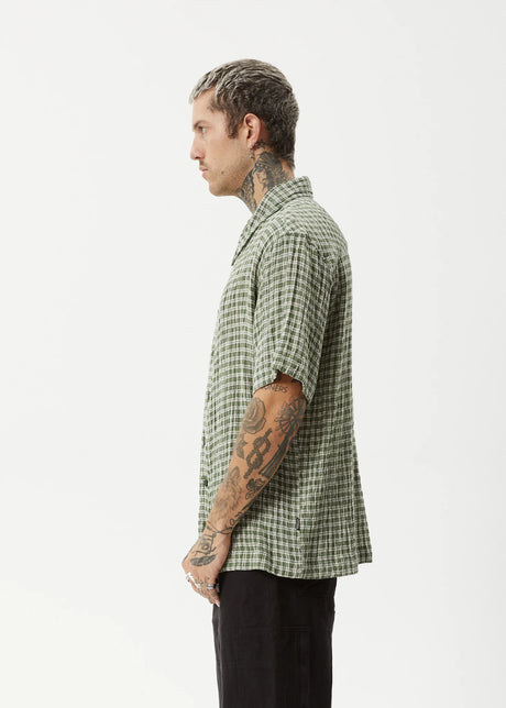 AFENDS Base Short Sleeve Shirt - Deep Green Check