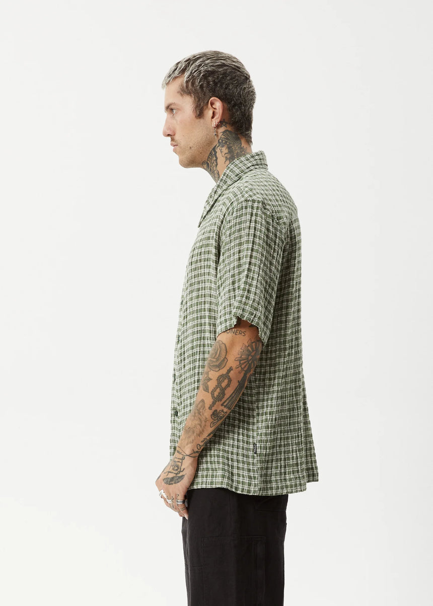 AFENDS Base Short Sleeve Shirt - Deep Green Check
