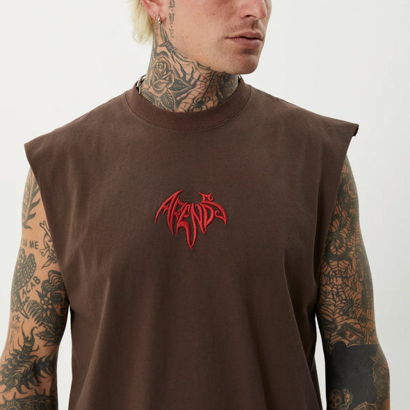 AFENDS Bats Sleeveless Tee - Coffee