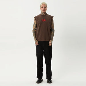 AFENDS Bats Sleeveless Tee - Coffee