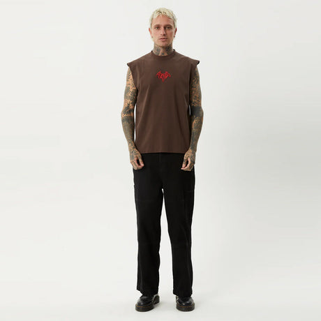 AFENDS Bats Sleeveless Tee - Coffee