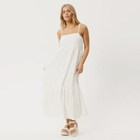 AFENDS Calm Seersucker Maxi Dress - White