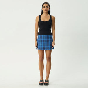 AFENDS Camden Check Mini Skirt - Marina Check