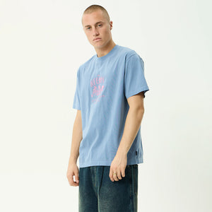 AFENDS Camp Fire Recycled Boxy Tee - Washed Slate Blue
