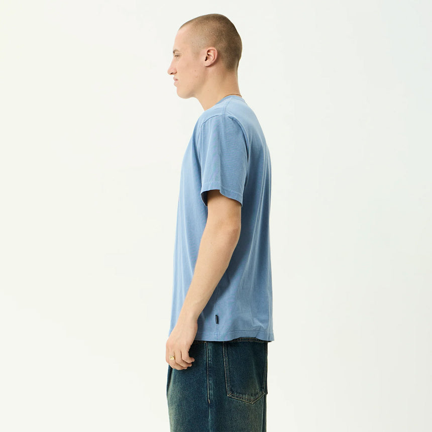 AFENDS Camp Fire Recycled Boxy Tee - Washed Slate Blue
