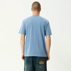 AFENDS Camp Fire Recycled Boxy Tee - Washed Slate Blue