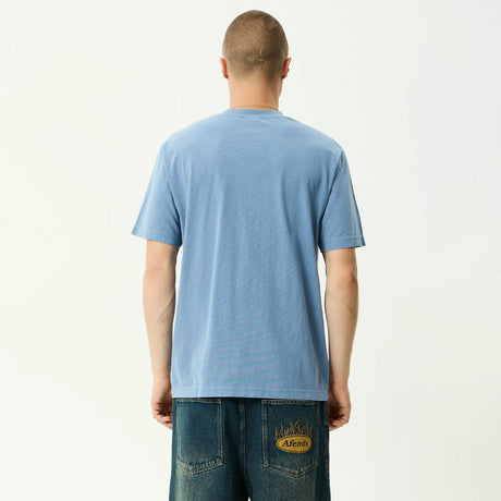 AFENDS Camp Fire Recycled Boxy Tee - Washed Slate Blue