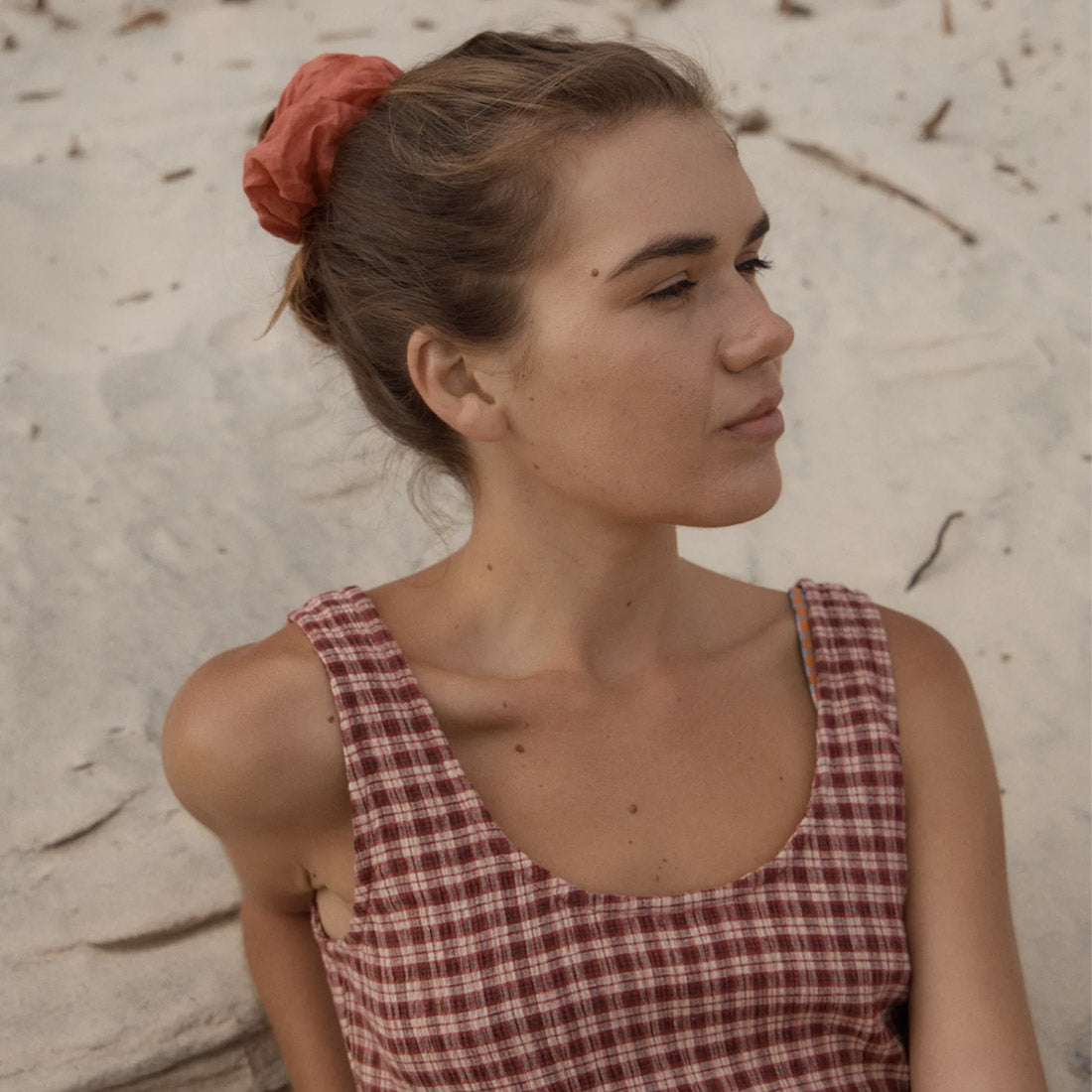 AFENDS Capricorn Seersucker Midi Dress - Burgundy/Beige Check