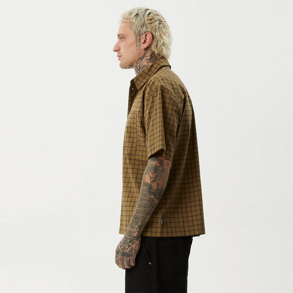 AFENDS Challenger Check Short Sleeve Shirt - Elmwood