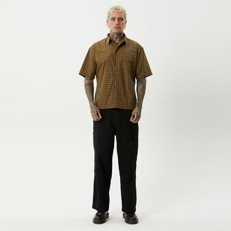 AFENDS Challenger Check Short Sleeve Shirt - Elmwood