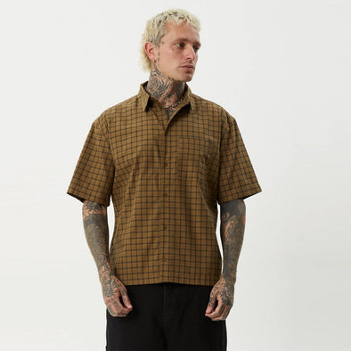AFENDS Challenger Check Short Sleeve Shirt - Elmwood