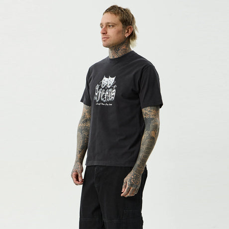 AFENDS Cry Later Retro Fit Tee - Stone Black