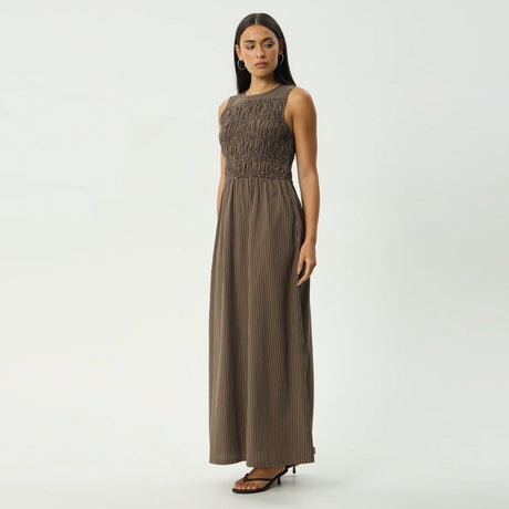 AFENDS Cyrus Maxi Dress - Coffee Stripe