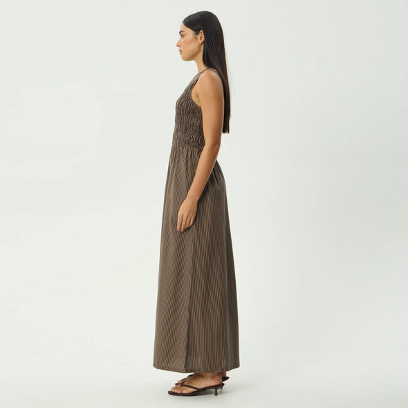 AFENDS Cyrus Maxi Dress - Coffee Stripe