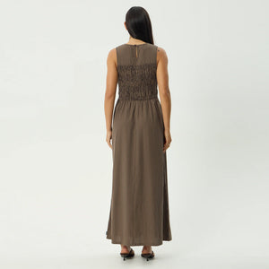 AFENDS Cyrus Maxi Dress - Coffee Stripe