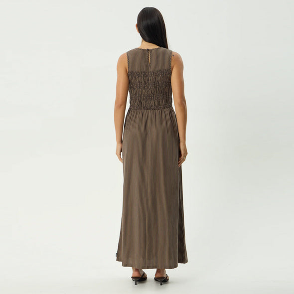 AFENDS Cyrus Maxi Dress - Coffee Stripe