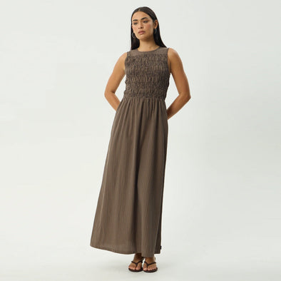 AFENDS Cyrus Maxi Dress - Coffee Stripe