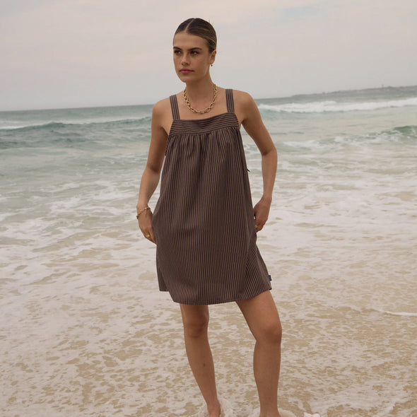 AFENDS Cyrus Mini Dress - Coffee Stripe