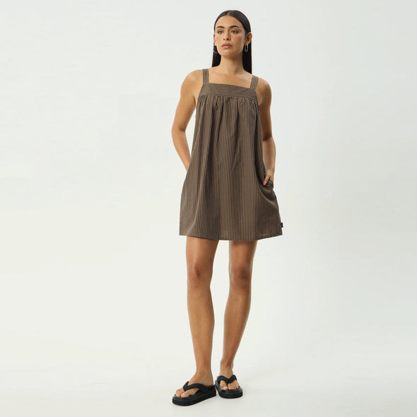 AFENDS Cyrus Mini Dress - Coffee Stripe