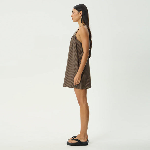 AFENDS Cyrus Mini Dress - Coffee Stripe