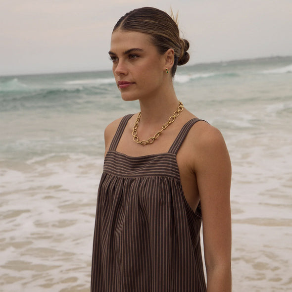AFENDS Cyrus Mini Dress - Coffee Stripe