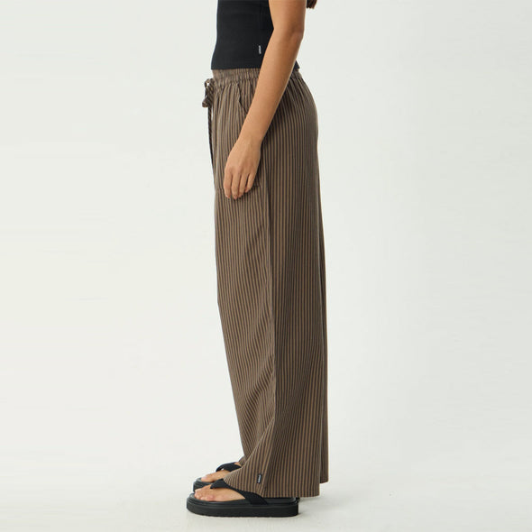 AFENDS Women's Cyrus Wide Leg Pant - Coffee Stripe