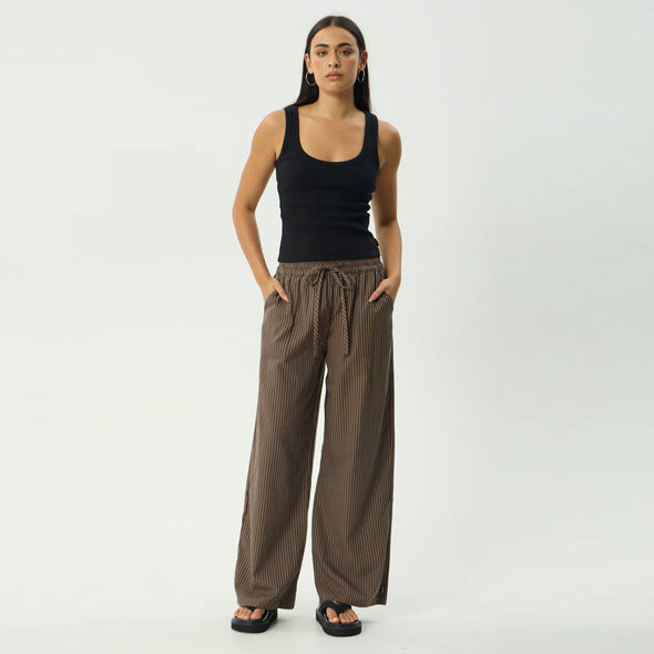 AFENDS Women's Cyrus Wide Leg Pant - Coffee Stripe