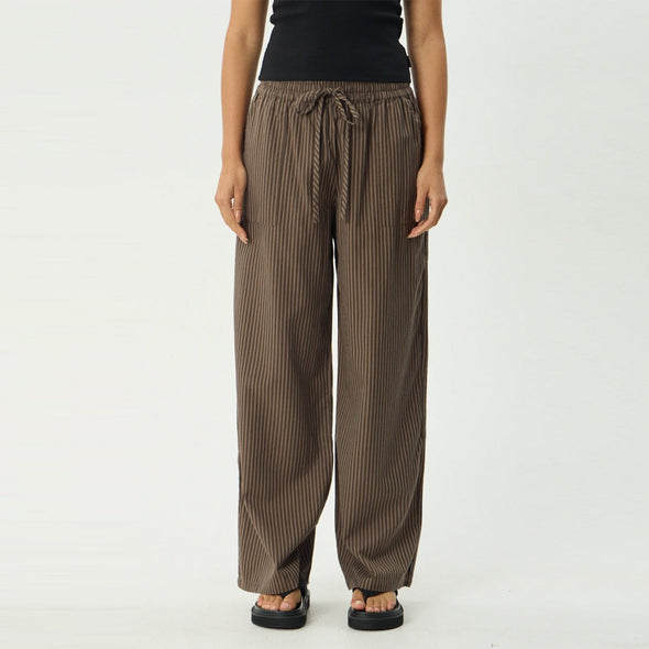 AFENDS Women's Cyrus Wide Leg Pant - Coffee Stripe