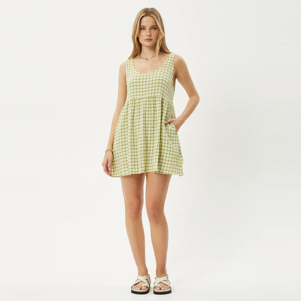 AFENDS Darcy Jesse Seersucker Mini Dress - Lemongrass Check