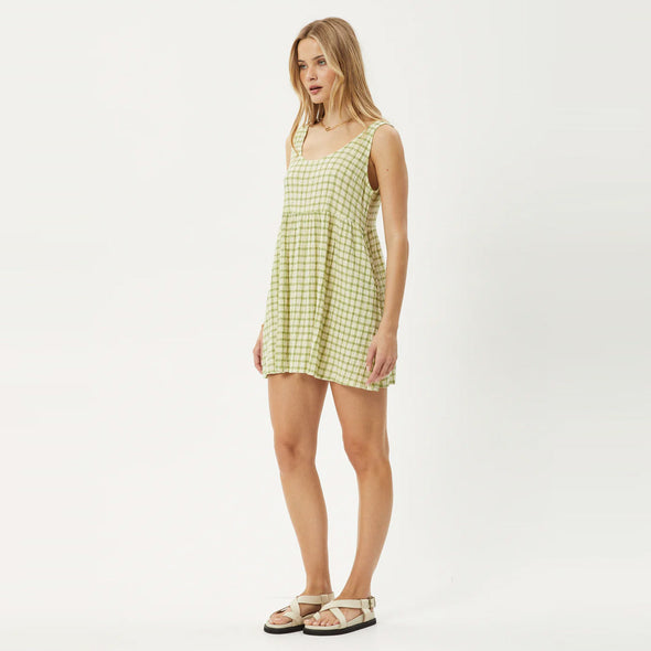 AFENDS Darcy Jesse Seersucker Mini Dress - Lemongrass Check