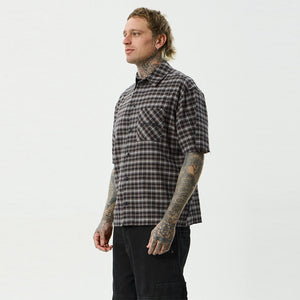 AFENDS Darkness Short Sleeve Shirt - Black Check