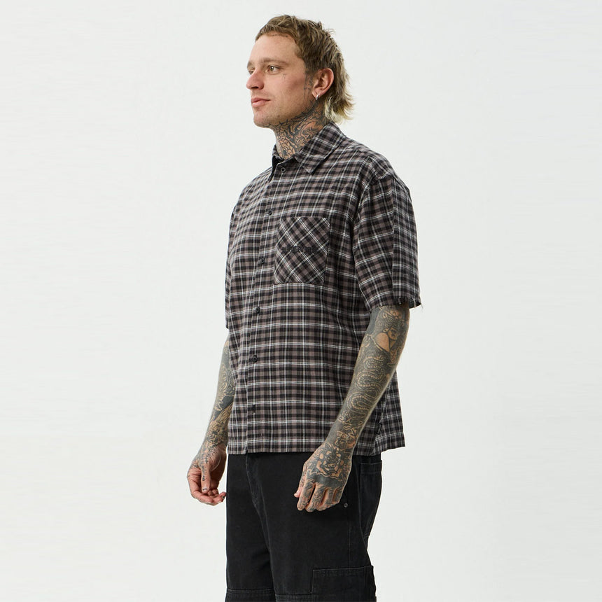 AFENDS Darkness Short Sleeve Shirt - Black Check